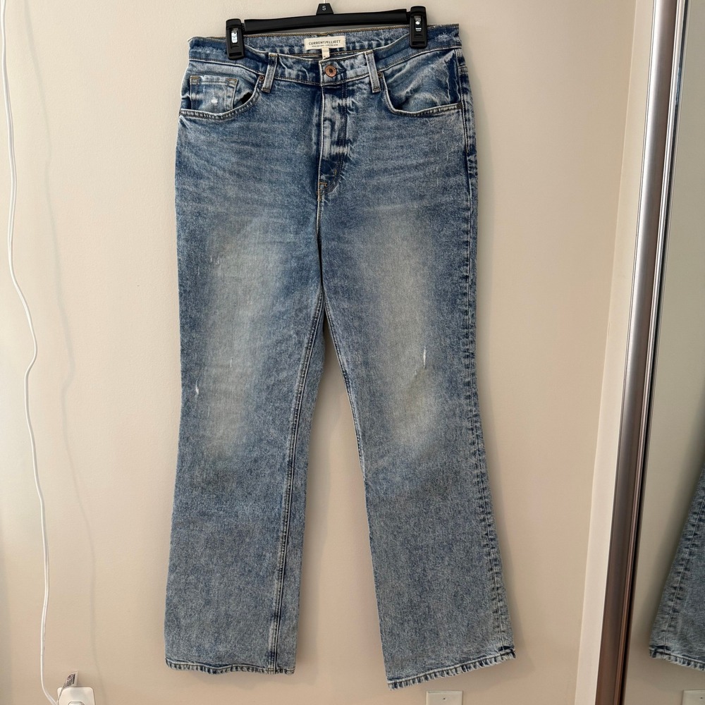 Current Elliott High Rise‎ Straight Leg Acid Wash Blue Jeans Size 30 RN165589